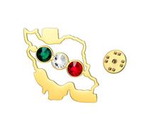 TEAMER Broche de mapa de Irán, de acero inoxidable, con diseño de bandera de color y diamantes de imitación, broche patriótico iraní, joyería persa para mujeres y hombres, 29*34mm, Acero inoxidable