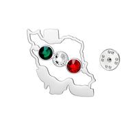 TEAMER Broche de mapa de Irán, de acero inoxidable, con diseño de bandera de color y diamantes de imitación, broche patriótico iraní, joyería persa para mujeres y hombres, 29*34mm, Acero inoxidable