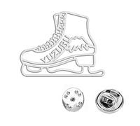 TEAMER Broche de patinaje sobre hielo personalizado de acero inoxidable personalizado para patinaje artístico, placa de identificación, joyería inspiradora para mujer, 30*24mm, Acero inoxidable, No es