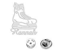 TEAMER Broche de patinaje sobre hielo personalizado de acero inoxidable personalizado para patinaje artístico, placa de identificación, joyería inspiradora para mujer, 30*24mm, Acero inoxidable, No es