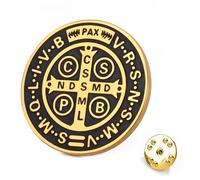 TEAMER Broche de San Benito Pin de San Benito de acero inoxidable Joyería religiosa de la oración de la paz del amuleto de la cruz de Jesús de la fuerza para los hombres mujeres (Oro)
