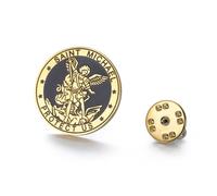 TEAMER Broche de San Miguel de acero inoxidable con diseño de San Miguel, broche de San Miguel, amuleto religioso, joyería religiosa para mujer, 25*25mm, Acero inoxidable, No es una piedra preciosa