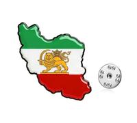 TEAMER Broche de solapa histórico de la bandera de Irán, de acero inoxidable, diseño de león persa y sol, broche de mapa de Irán, joyería persa para mujeres y hombres, 22*26mm, Acero inoxidable, Sin