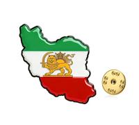 TEAMER Broche de solapa histórico de la bandera de Irán, de acero inoxidable, diseño de león persa y sol, broche de mapa de Irán, joyería persa para mujeres y hombres, 22*26mm, Acero inoxidable, Sin