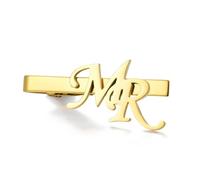TEAMER Clip de corbata con nombre personalizado para hombre, acero inoxidable, con letras iniciales, para padrino de boda, aniversario, negocios, 55*25mm, Acero inoxidable, No es una piedra preciosa