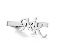 TEAMER Clip de corbata con nombre personalizado para hombre, acero inoxidable, con letras iniciales, para padrino de boda, aniversario, negocios, 55*25mm, Acero inoxidable, No es una piedra preciosa