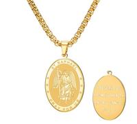 TEAMER Collar con colgante de San Rafael, arcángel de curación y protección, collar de San Rafael, amuleto, joyería religiosa para hombre, 20*26mm, Acero inoxidable, No es una piedra preciosa
