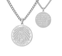 TEAMER Collar con medalla de San Gabriel Arcángel Guardián bendición esperanza y protección San Gabriel, collar amuleto religioso para mujer, Adjustable, Acero inoxidable, No es una piedra preciosa