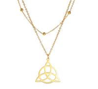 TEAMER, collar de brujería con nudo celta de bruja de acero inoxidable para mujer, colgante geométrico, joyería Vintage (Estilo 5-Oro)