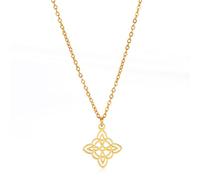 TEAMER, collar de brujería con nudo celta de bruja de acero inoxidable para mujer, colgante geométrico, joyería Vintage (Estilo 4-Oro)
