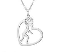 TEAMER - Collar de corazón de jugador de voleibol, joyería de pelota deportiva para equipo, atleta, entrenador y amantes del voleibol, 31 * 29mm, Acero inoxidable, No aplicable