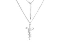 TEAMER collar de cruz de acero inoxidable colgante de cruz cristiana gargantilla de Jesús joyería religiosa del encanto para las mujeres (fuerza(strength) - plata)