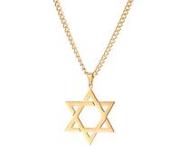TEAMER Collar de estrella de David de acero inoxidable ajustable con colgante de estrella de David, amuleto judío hexagrama judío para hombre, 26*32mm, Acero inoxidable, No es una piedra preciosa