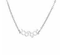 TEAMER Collar de molécula de dopamina y serotonina Joyería de felicidad y amor para profesor químico científico (Plata)