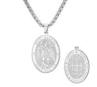 TEAMER Collar de San Gabriel, bendición de la guardia, esperanza y protección, collar de arcángel de San Gabriel, joyería religiosa para hombre, 20*26mm, Acero inoxidable, No es una piedra preciosa