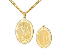 TEAMER Collar de San Gabriel con medalla del arcángel de San Gabriel, amuleto de bendición, esperanza y protección, joyería religiosa para mujer, Ajustable, Acero inoxidable, No es una piedra preciosa