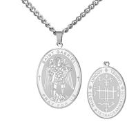 TEAMER Collar de San Gabriel con medalla del arcángel de San Gabriel, amuleto de bendición, esperanza y protección, joyería religiosa para mujer, Ajustable, Acero inoxidable, No es una piedra preciosa