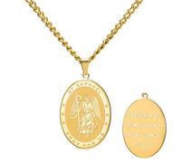 TEAMER Collar de San Rafael, arcángel de curación y protección, colgante de San Rafael, amuleto, joyería religiosa para mujer, Ajustable, Acero inoxidable, No es una piedra preciosa