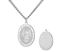 TEAMER Collar de San Rafael, arcángel de curación y protección, colgante de San Rafael, amuleto, joyería religiosa para mujer, Ajustable, Acero inoxidable, No es una piedra preciosa