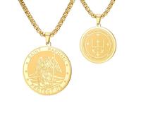 TEAMER Collar de San Rafael, arcángel de curación y protección, colgante de San Rafael, amuleto, joyería religiosa para hombre, 25*25mm, Acero inoxidable, No es una piedra preciosa