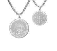 TEAMER Collar de San Rafael, arcángel de curación y protección, colgante de San Rafael, amuleto, joyería religiosa para hombre, 25*25mm, Acero inoxidable, No es una piedra preciosa