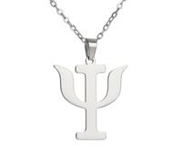 TEAMER Collar Psicología Colgante Símbolo PSI Acero Inoxidable Letra Griega Collar Gargantilla Joyería Para Psicólogo Psiquiatra Mujeres Hombres (Plata)