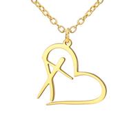 TEAMER Delicado Collar con Cruz de Corazón Colgante de Cruz Collar de Amor y Fe Joyería de Fe con Cruz Religiosa para el Día a Día para Mujeres y Hombres (Oro)