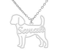 TEAMER Delicado Collar con Nombre de Perro Personalizado Colgante con Nombre de Animal Teckel Labrador Personalizado Grabado Joyería Conmemorativa de Mascota Para Mujer Hombre (Beagle)