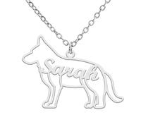TEAMER Delicado Collar con Nombre de Perro Personalizado Colgante con Nombre de Animal Teckel Labrador Personalizado Grabado Joyería Conmemorativa de Mascota Para Mujer Hombre (Pastor Alemán)
