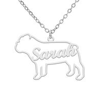TEAMER Delicado Collar con Nombre de Perro Personalizado Colgante con Nombre de Animal Teckel Labrador Personalizado Grabado Joyería Conmemorativa de Mascota Para Mujer Hombre (Bulldog)
