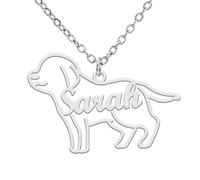 TEAMER Delicado Collar con Nombre de Perro Personalizado Colgante con Nombre de Animal Teckel Labrador Personalizado Grabado Joyería Conmemorativa de Mascota Para Mujer Hombre (Labrador)