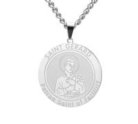 TEAMER Delicado Collar de San Gerardo Colgante de San Gerardo Patrón de la Fertilidad y el Parto Joyas con Medallas Religiosas Católicas para Mujeres (Argento)
