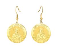 TEAMER Delicados Pendientes con Medalla de San Gerardo Colgante del Santo Patrón de la fertilidad y la Maternidad Joyas con Medallas Religiosas Católicas para Mujer (Oro)