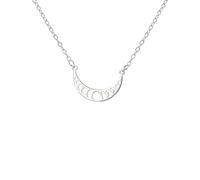 TEAMER Elegante collar con fase lunar Colgante de luna creciente de acero inoxidable Moda Astrología celestial Joyería lunar para mujer (Silver)