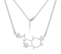 TEAMER Felicidad Serotonina Molécula Collar de Acero Inoxidable de Moda Ciencia Química Joyería Para Mujeres Hombres (Plata)
