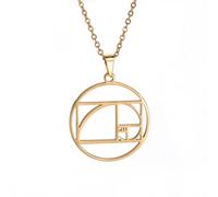 TEAMER Fibonacci espiral dorada collar de acero inoxidable Golden Ratio Colgante Wearable Matemáticas Irracional Encanto Colgante Geométrico Joyería Para Mujeres (Estilo 2 -Oro)