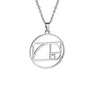 TEAMER Fibonacci espiral dorada collar de acero inoxidable Golden Ratio Colgante Wearable Matemáticas Irracional Encanto Colgante Geométrico Joyería Para Mujeres (Estilo 2 -Plata)