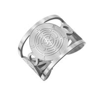 TEAMER Hekate - Anillo de rueda de acero inoxidable ajustable, anillo de rueda de Hécate, rueda Wicca de Hekate, amuleto de diosa Hekate, joyería para mujer, Acero inoxidable, Sin piedras preciosas