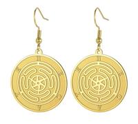 TEAMER Hekate - Pendientes colgantes de rueda de Hécate, aretes de acero inoxidable, rueda Wicca de Hekate, amuleto de la diosa Hekate, joyería para mujer, 35*38mm, Acero inoxidable, Sin piedra