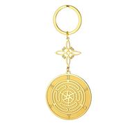TEAMER Hekate Wheel - Llavero de nudo de bruja Wicca Rueda de Hekate Diosa Doble Amuleto Protección Joyería para Mujeres Hombres, Oro, 19.7*23.2mm/35*38mm