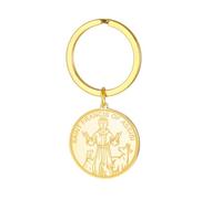 TEAMER Llavero de San Francisco de Asís Medalla con placa protectora para gato/perro Colgante del Santo Patrón de los Animales y la Naturaleza, Joyería Católica Medalla Amuleto para Mascotas (Oro)