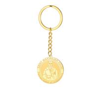 TEAMER Llavero de San Maximiliano Kolbe Colgante del Santo Patrón de las Adicciones Joyas con Amuletos Inspirados en la Fe Católica para Hombres y Mujeres (Oro)