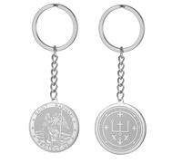 TEAMER Llavero de San Rafael Arcángel de curación y protección, llavero de San Rafael, amuleto, joyería religiosa para mujer, Plateado, 25*25mm