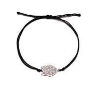 TEAMER Lobo Pulsera Zorro Pulsera Delfín Cuerda de Cera Chian Pulsera Acero Inoxidable Joyería Animal Para Mujeres (Lobo - Plata)