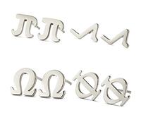 TEAMER Math Symbols Stud Earrings Stainless Steel Cute Novelty Daily Wearing Jewelry Gifts for Girls Women (Silver)