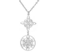 TEAMER Metatron - Collar con colgante de nudo de bruja, doble amuleto, protección de acero inoxidable, collares de brujería, joyería vintage para mujer, adjustable, Acero inoxidable, No es una piedra