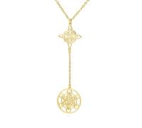 TEAMER Metatron - Collar con colgante de nudo de bruja, doble amuleto, protección de acero inoxidable, collares de brujería, joyería vintage para mujer, adjustable, Acero inoxidable, No es una piedra