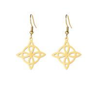 TEAMER, pendiente de brujería con nudo celta de bruja de acero inoxidable para mujer, pendientes colgantes huecos geométricos, joyería de amuleto Wiccan Vintage (Estilo 1 - Oro)