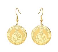 TEAMER Pendiente de San Maximiliano Kolbe Colgante del Santo Patrón de las Adicciones Joyas con Amuletos Inspirados en la Fe Católica de Acero Inoxidable para Hombres y Mujeres (Oro)