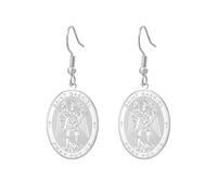 TEAMER Pendientes colgantes de San Gabriel, bendición, esperanza y protección, aretes de San Gabriel, amuleto, joyería religiosa para mujer, 20*26mm, Acero inoxidable, Sin piedra preciosa